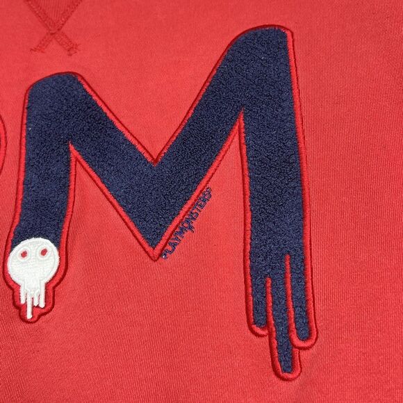 PlayMonster Sweatshirt Crewneck Men XL Red Pullover Embroidered Skulls - Picture 4 of 14